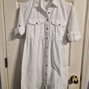 White Button-Up Shirt Dress